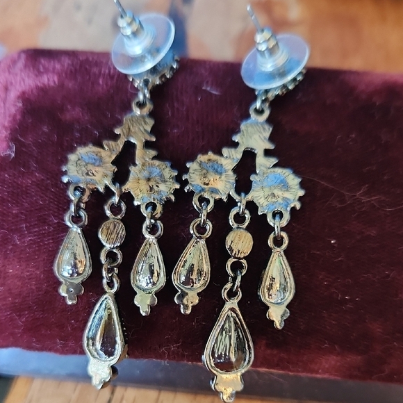 Elegant Gold and Brown Chandelier Earrings - Picture 3 of 6